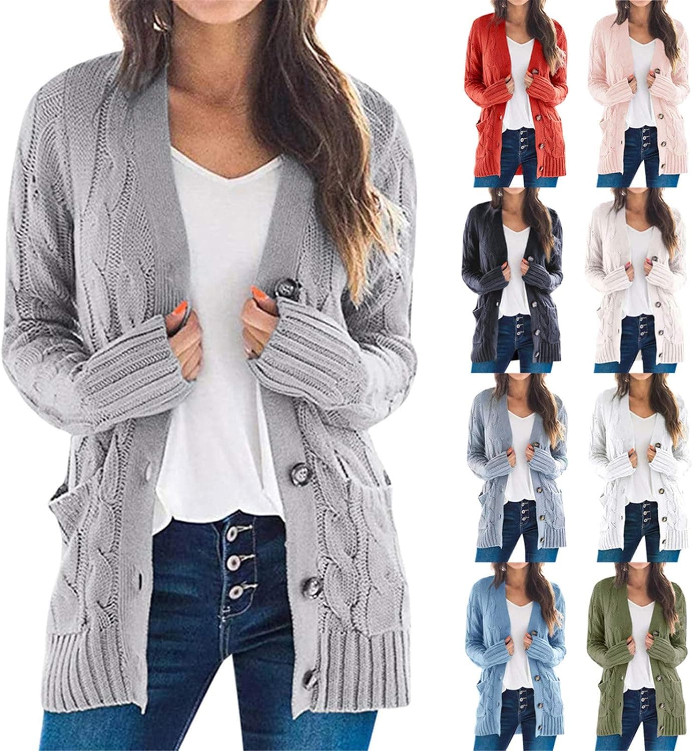 Womens Cardigans Plus Size Cardigan Sweaters Open Front Chunky Knit Cardigan Lightweight Long Duster Cardigan