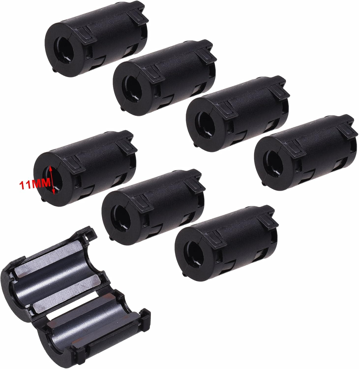 BCP Pack of 8 Pcs Magnetic Ferrite Core Cord Ring RFI EMI Noise Suppressor Cable Clip (11 mm inner diameter)