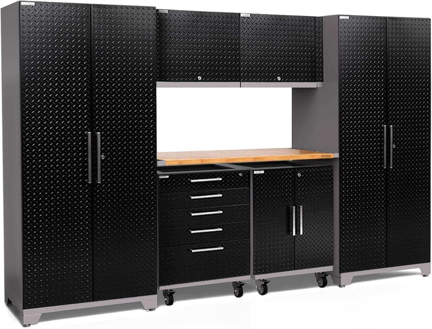 NewAge Products Inc. Performance Plus 2.0 Garage Cabinets, Diamond Plate Black