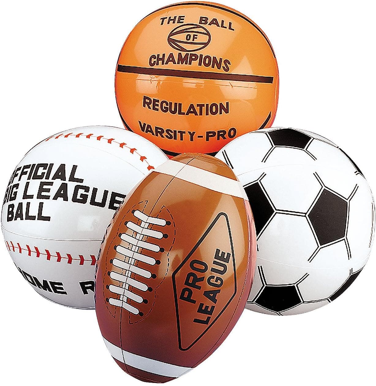 Fun Express Inflatable Sport Ball Assortment (Set of 12) Baseballs, Footballs, basketballs and Soccer Balls