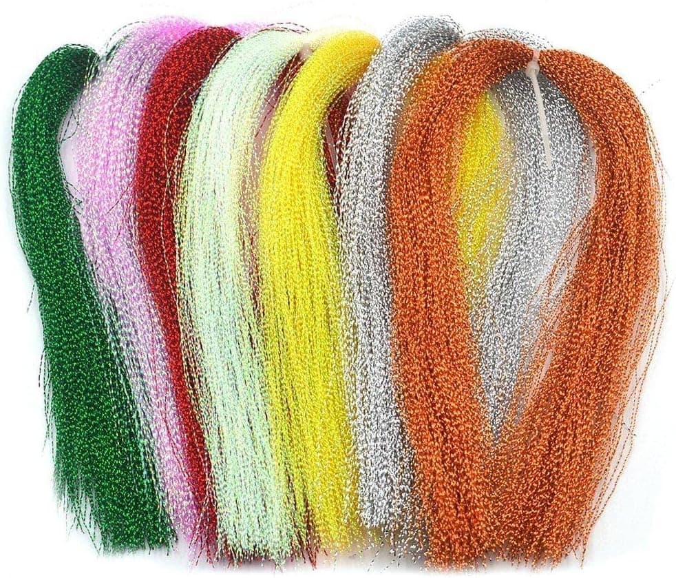 TPALPKT 6pcs Fishing Tying Crystal Twisted Flashabou Holographic Tinsel Hook Lure Fly Flash Making for Jig Material