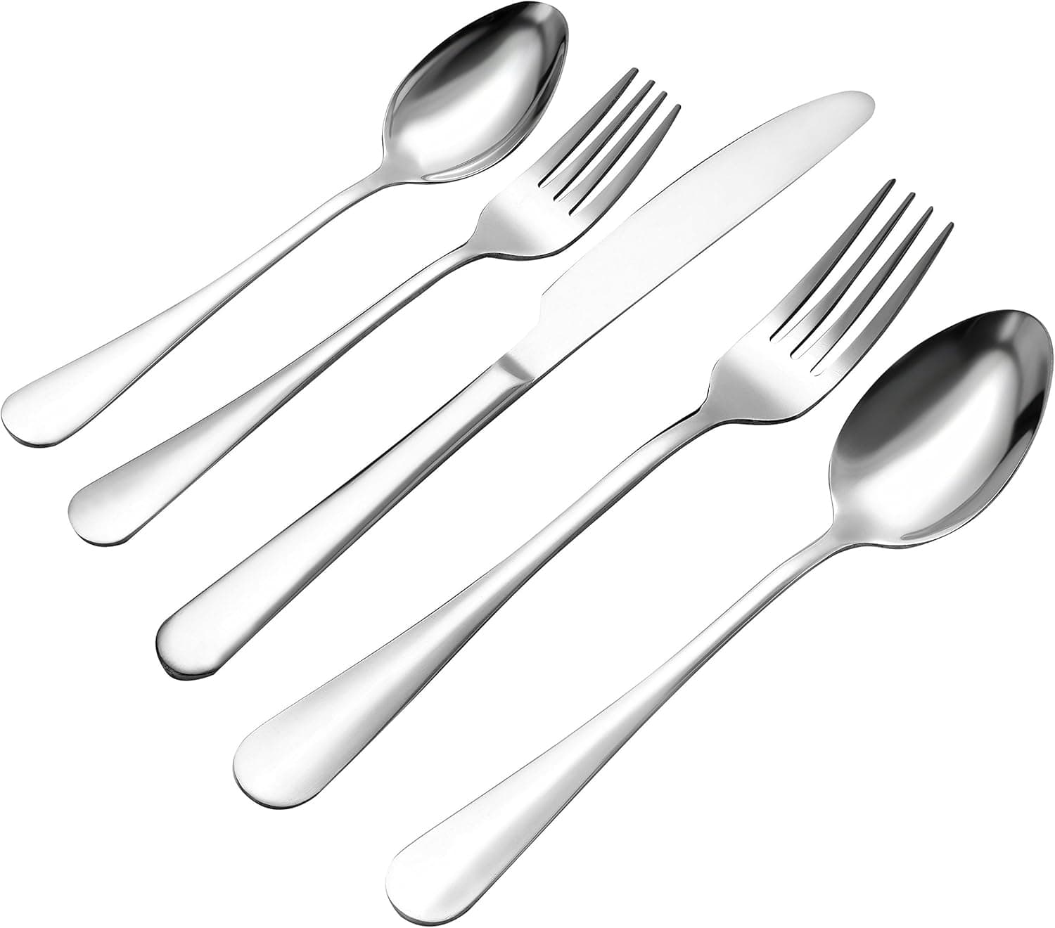 Woaiwo-q 20-Piece Stainless Steel Flatware Silverware Set,Tableware Set,Dinnerware Set Service for 4, Mirror Polished, Include Knife/Fork/Spoon, Dishwasher Safe (silver1)