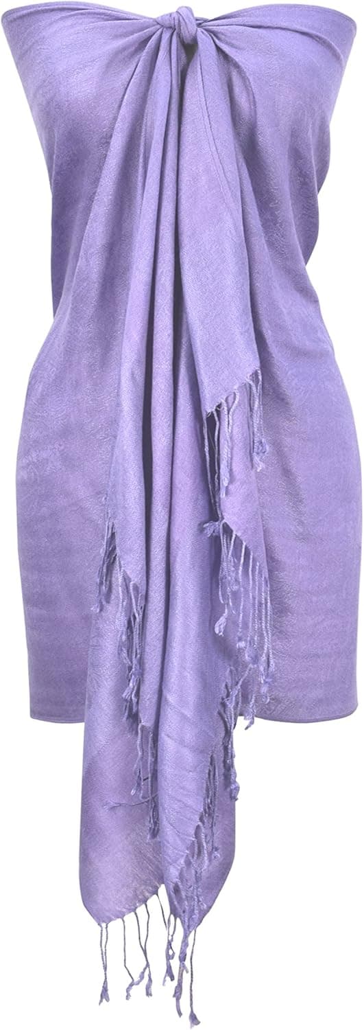 Peach Couture Elegant Vintage Two Color Jacquard Paisley Pashmina Shawl Wrap
