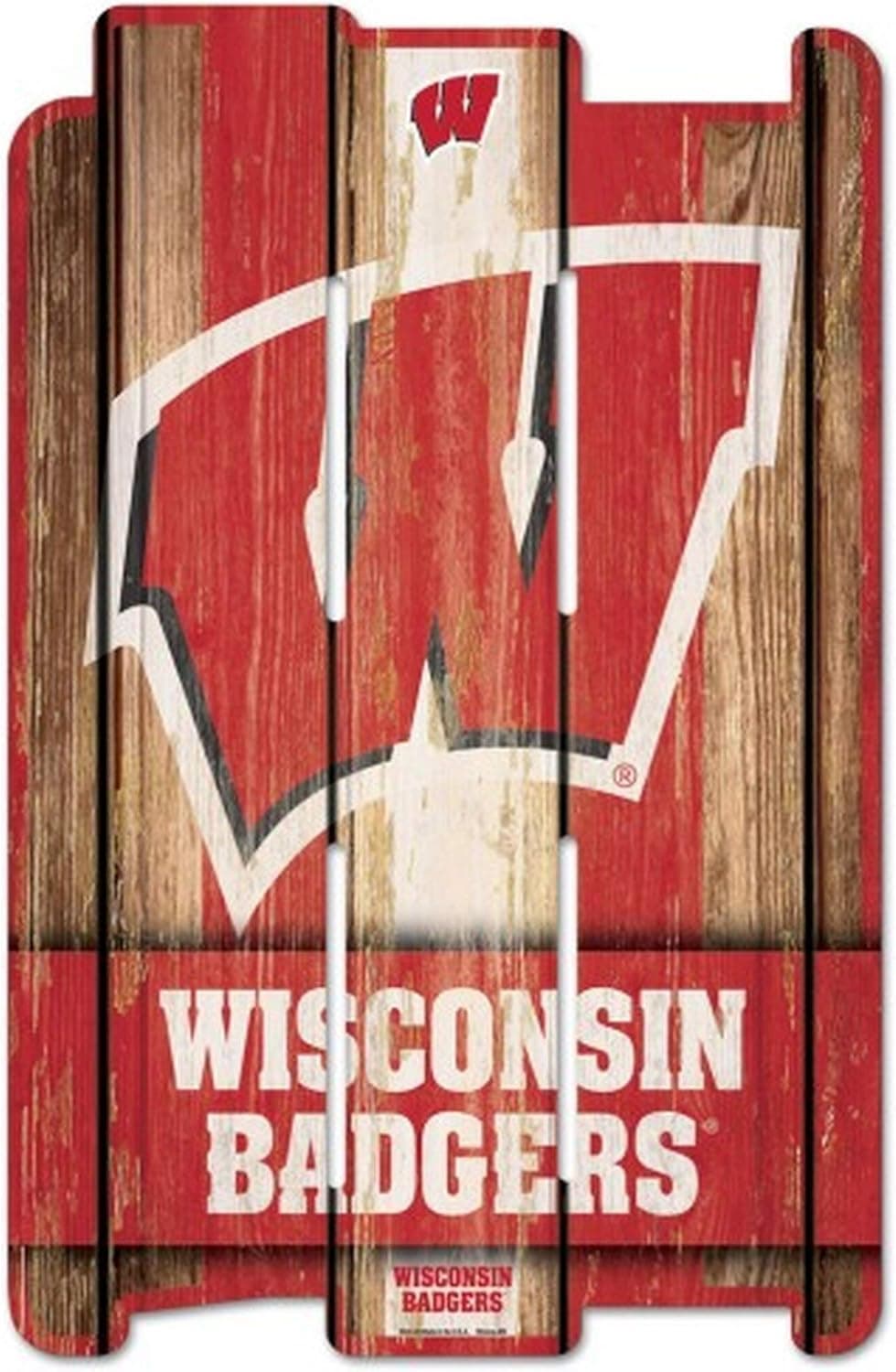 NCAA University of Wisconsin Wood Fence Sign, Black