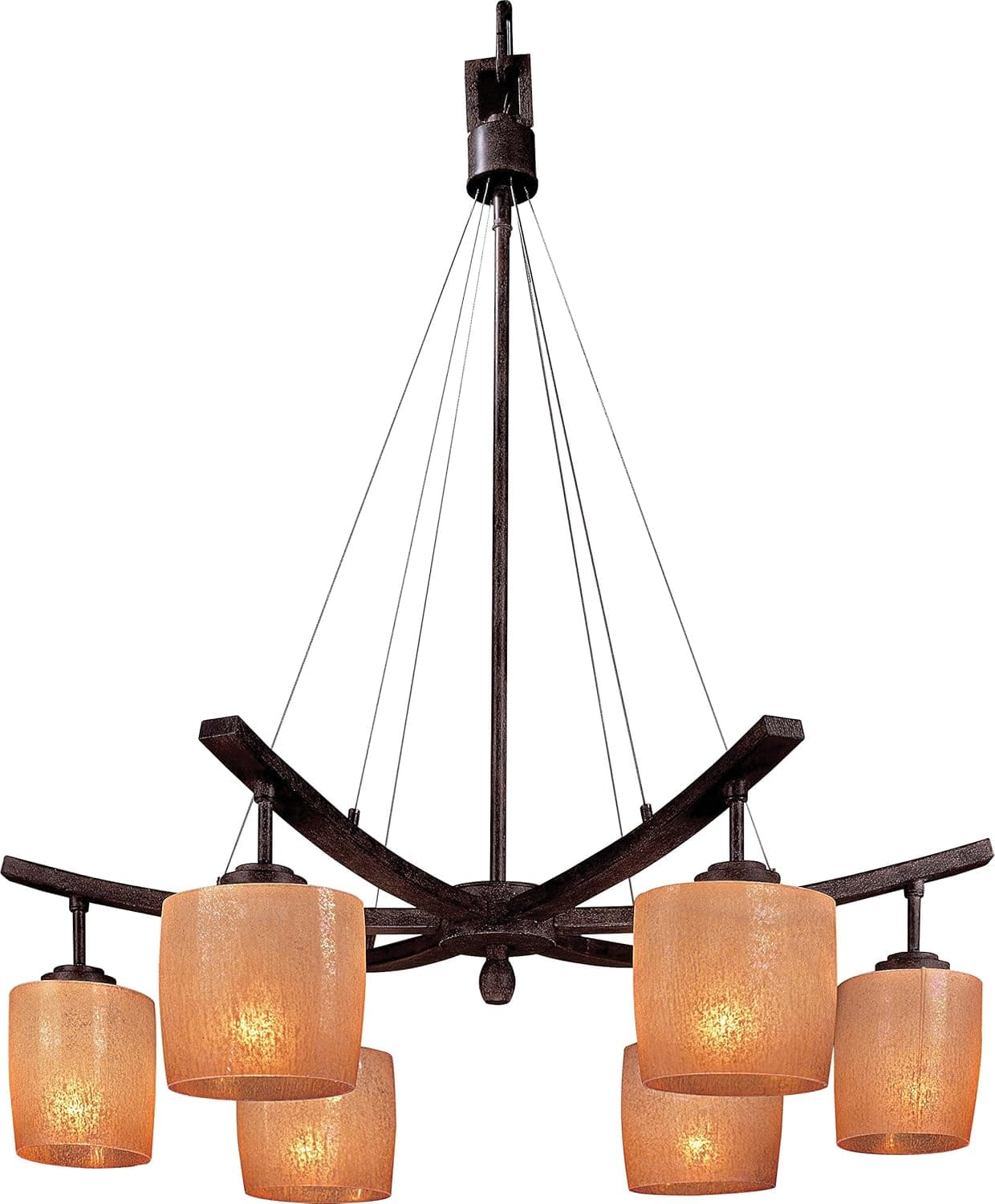 Minka Lavery Chandelier Pendant Lighting 1186-357, Raiden Glass 1 Tier Dining Room, 6 Light, 600 Watts, Iron