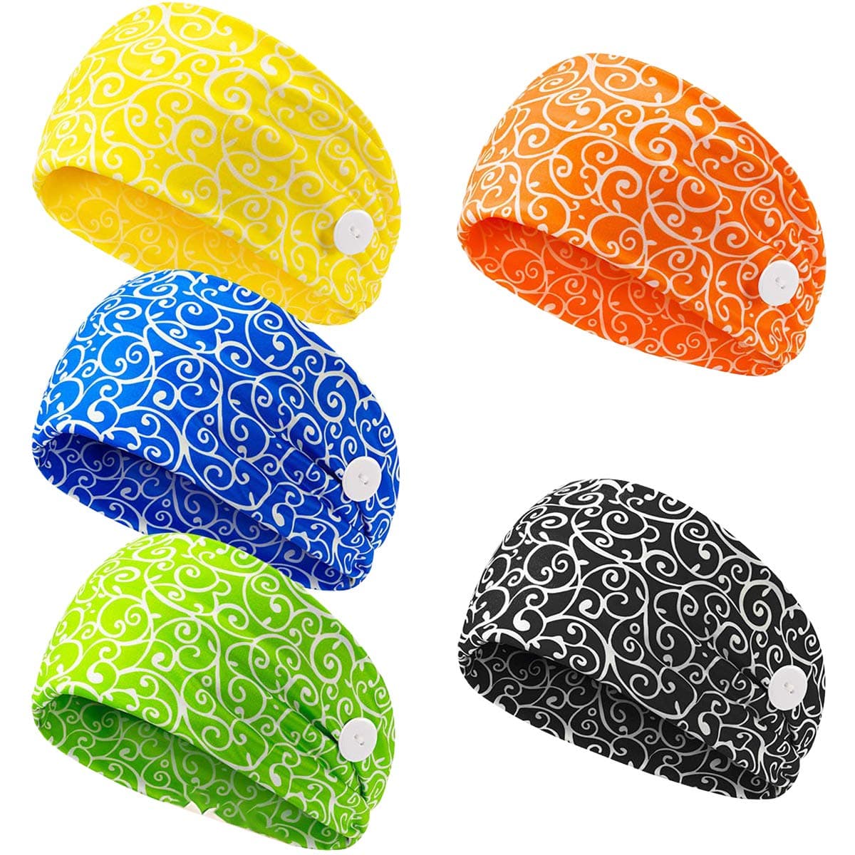 5PCS Button Headbands No Slip Elastic Hairbands with Button Ear Protection Holder Headband Accessories for Girls Women