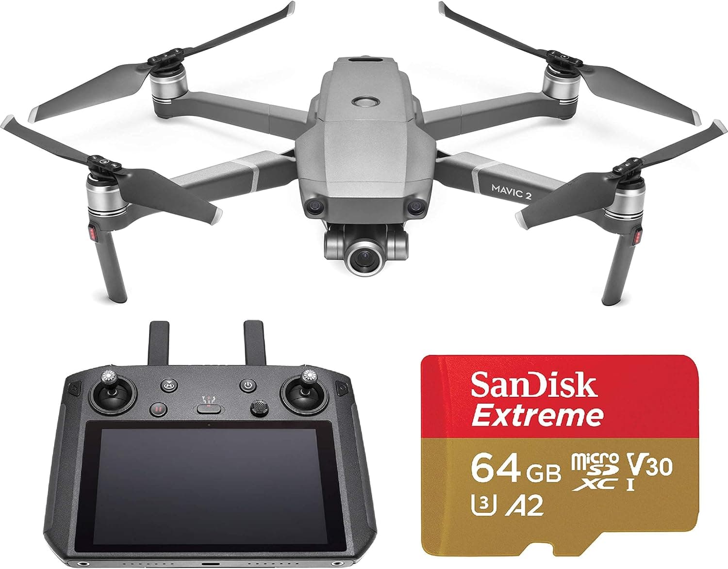 Polares DJI Mavic 2 Zoom Drone Quadcopter with Smart Controller, Starter Bundle, 64GB SD Card