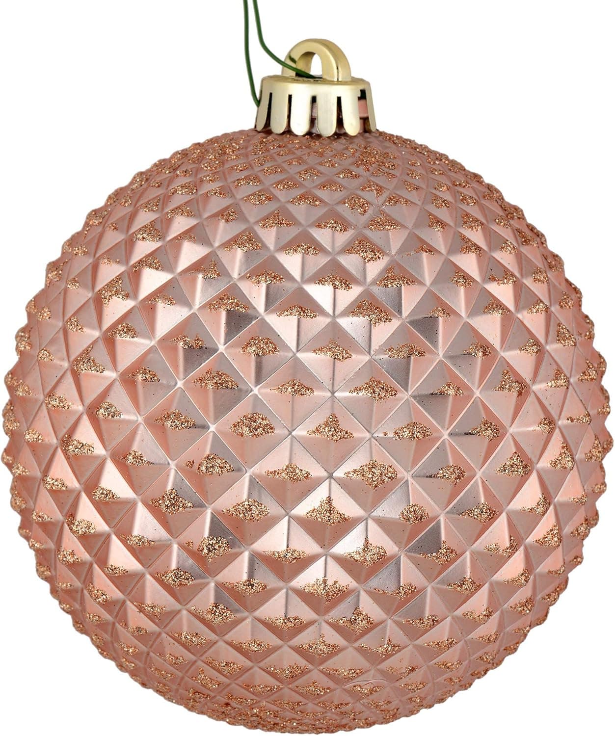 Vickerman 6" Rose Gold Durian Glitter Ball Ornament, 4 per Bag