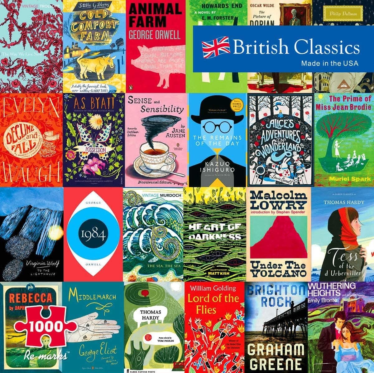 Re-marks British Classics Literary Puzzle, 1000-Piece Jigsaw Puzzle for All Ages