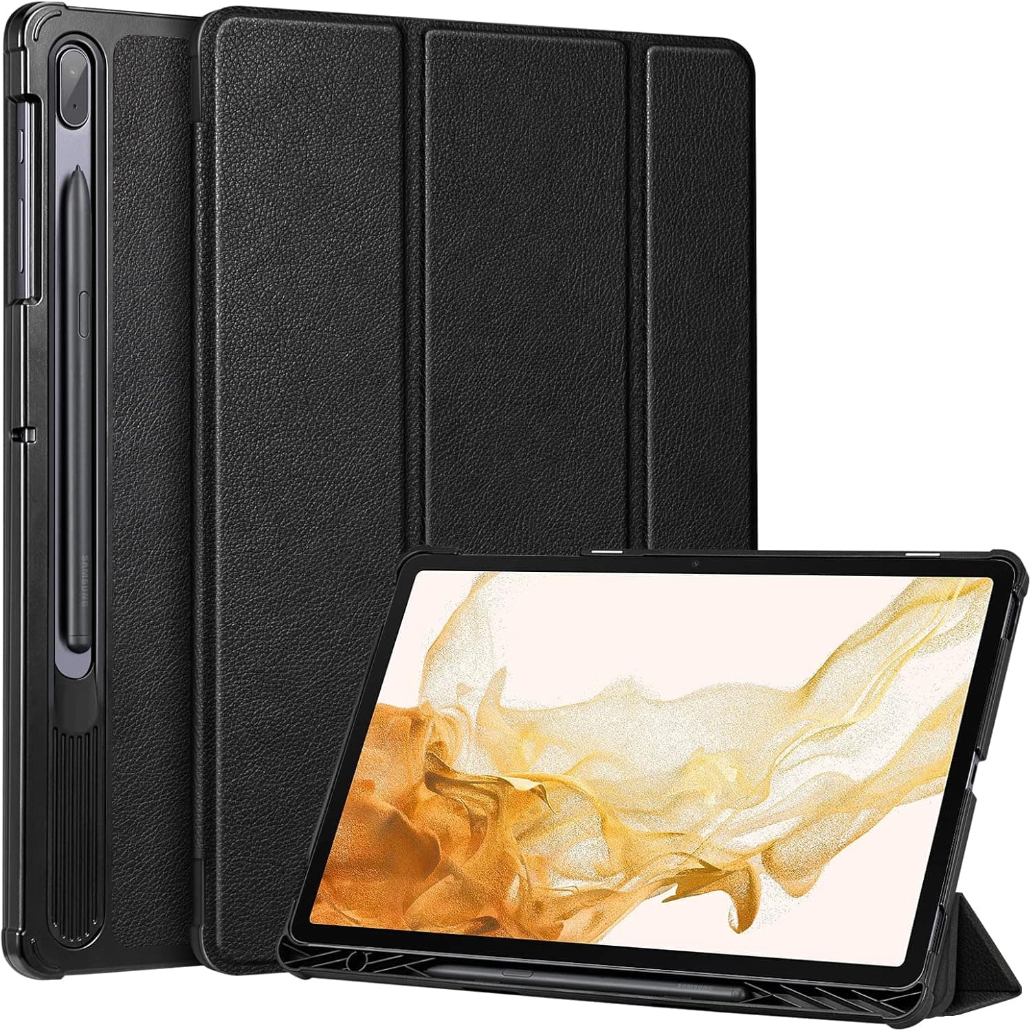 Fintie Slim Case for Samsung Galaxy Tab S8 Plus 2022/S7 FE 2021/S7 Plus 2020 12.4 Inch with S Pen Holder, Ultra Thin Lightweight Tri-Fold Stand Cover Auto Wake/Sleep, Black