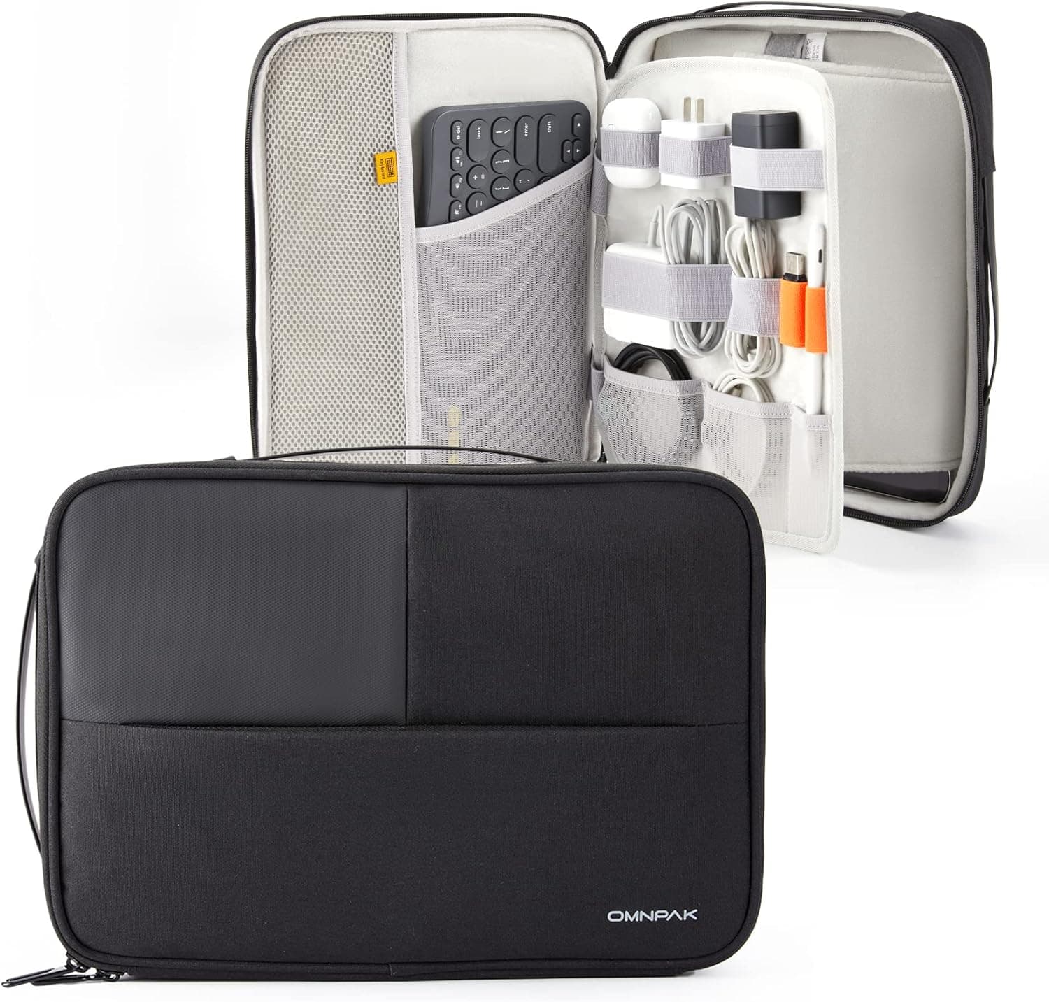 Omnpak Carrying Case for iPad Pro 11in, Protective Tablet Sleeve Bag with Electronics Tech Organizer for iPad Pencil/Magic Keyboard/Cables/Charger/Adapter/Hubs, Fit iPad Air 5/10.2" New iPad