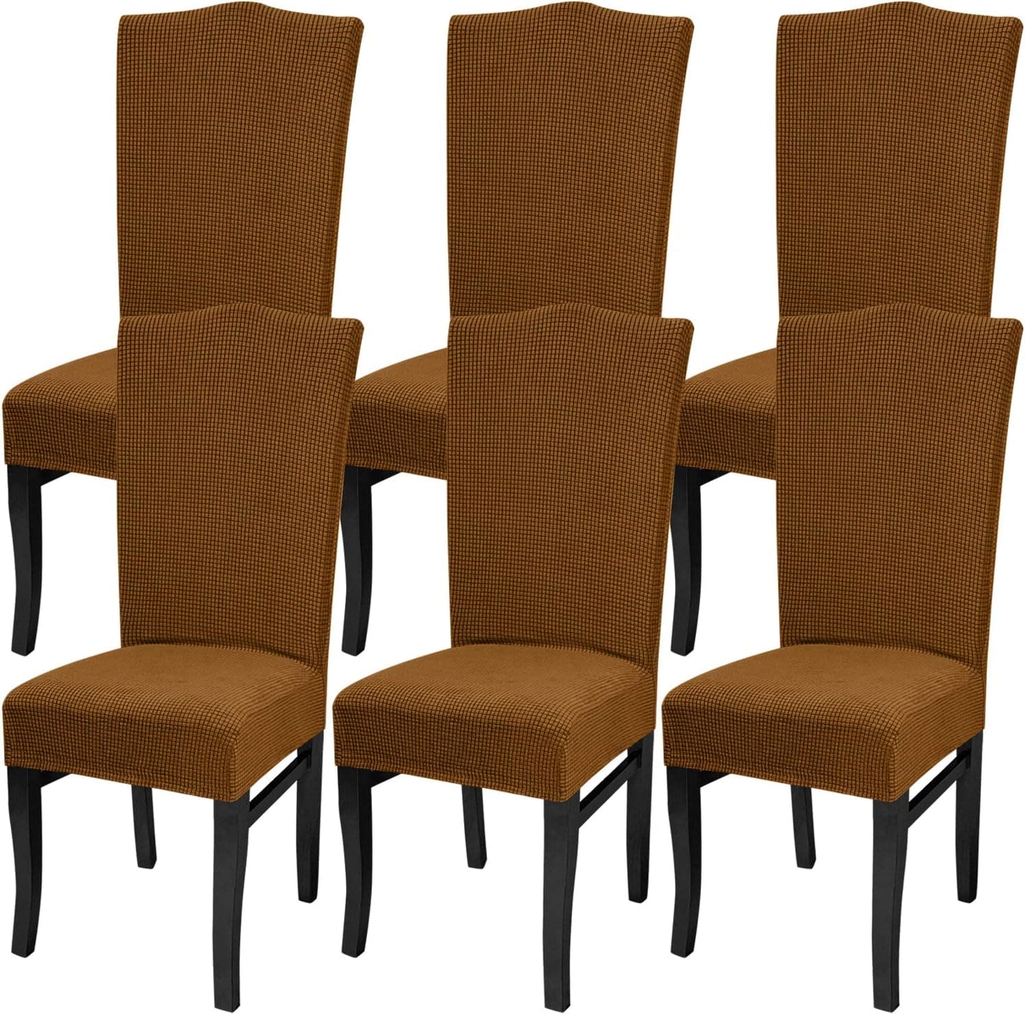 MXNU Chair Covers for Dining Room Non Slip Washable Dining Chair Covers (Classic Chocolate,Set of 6)