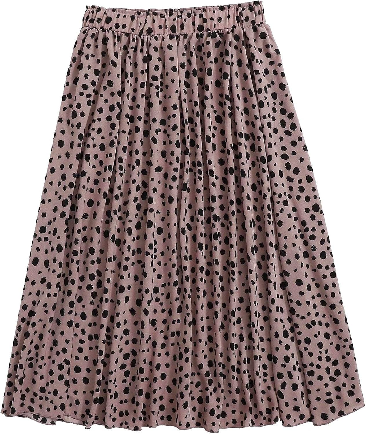 Floerns Women's Plus Size Ditsy Floral Flared Midi Skirt Polka Dots Pleated Skirts
