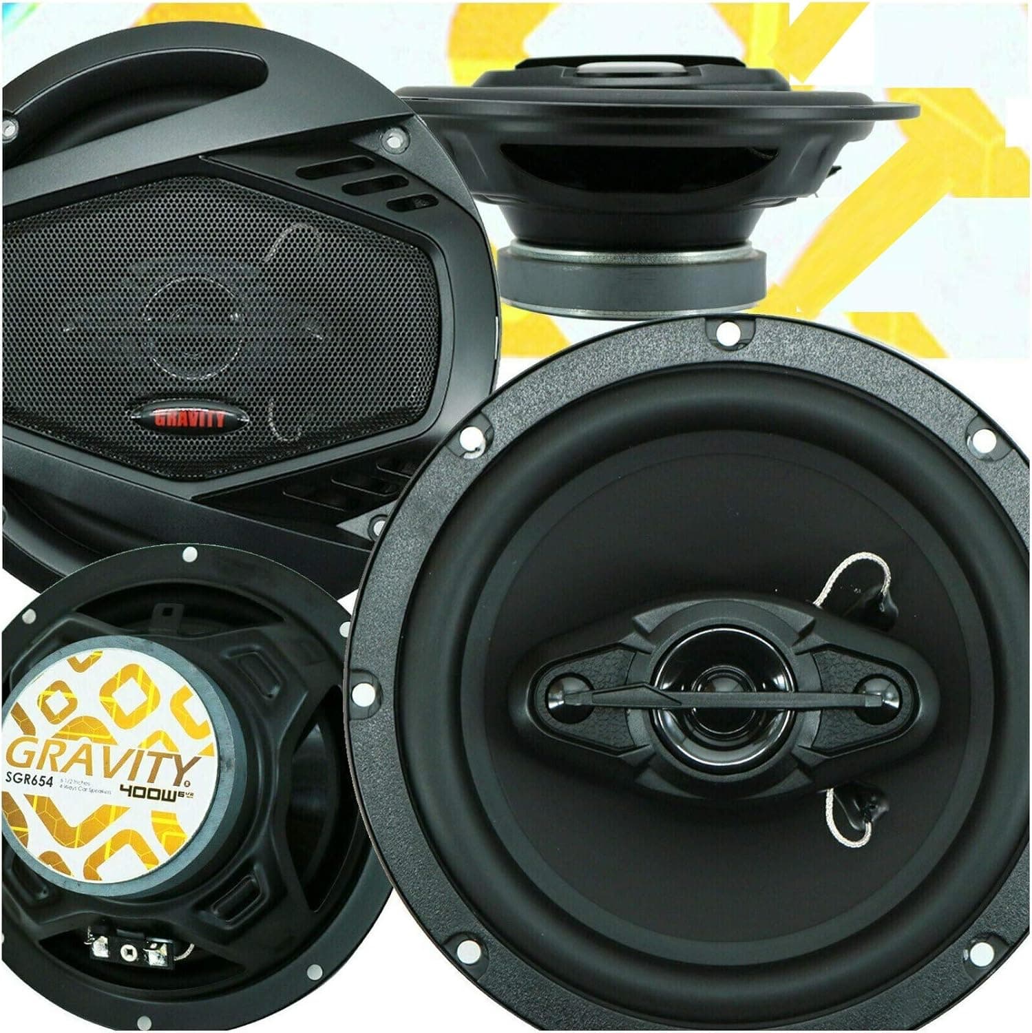 Gravity 4X SGR654 6.5 Inches 400 Watts Maximum Power Handling 4-Way Car Audio Full Range Speakers Anti-Resonant Stamped Steel Basket 4 ohms Sensitivity- 92 dB