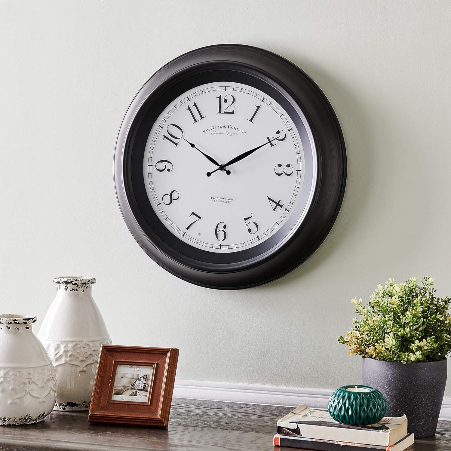 FirsTime & Co.® Twilight Glow LED Clock, American Crafted, Oil Rubbed Bronze, 18 x 2.75 x 18 ,