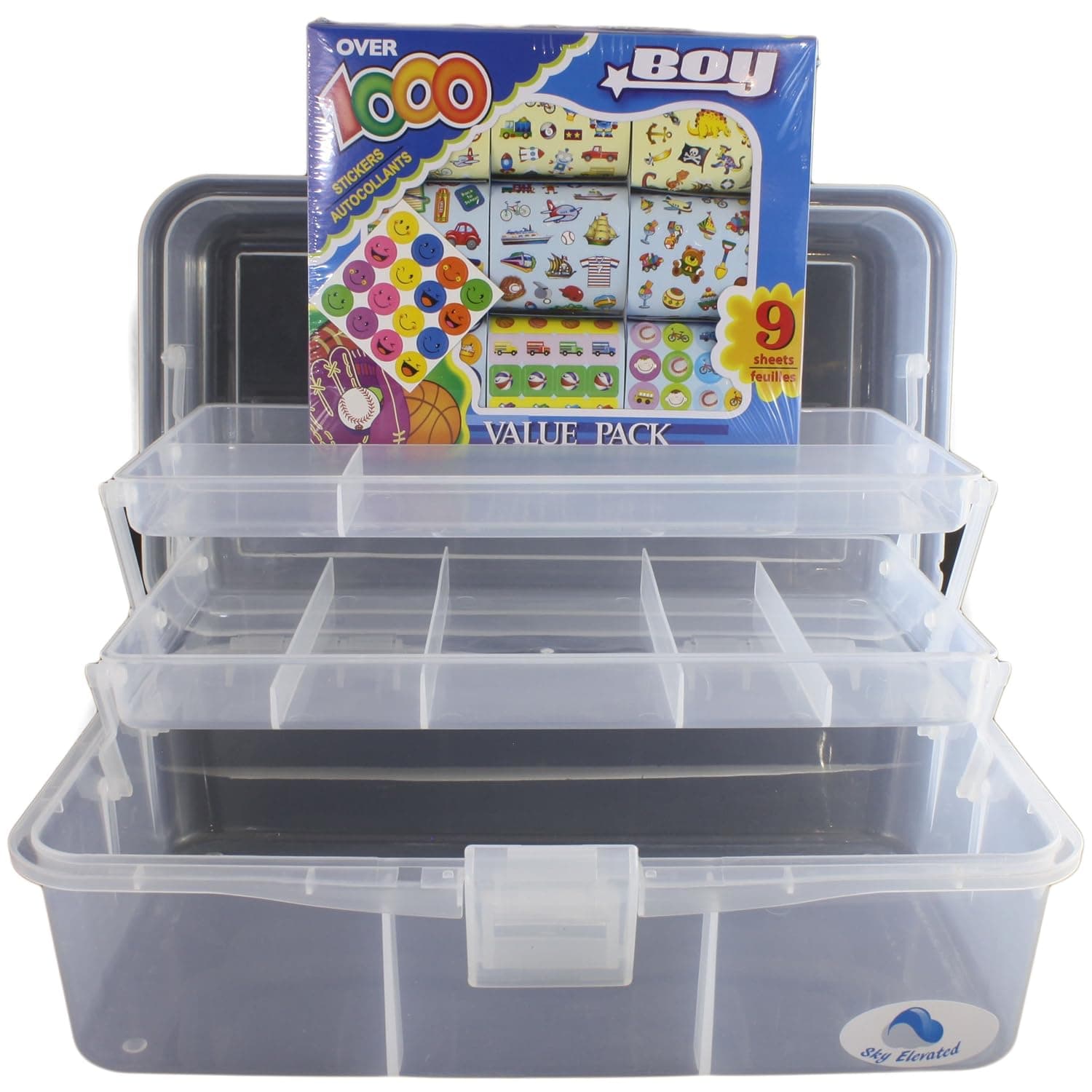 2 Tray Storage Box with Stickers for Boys