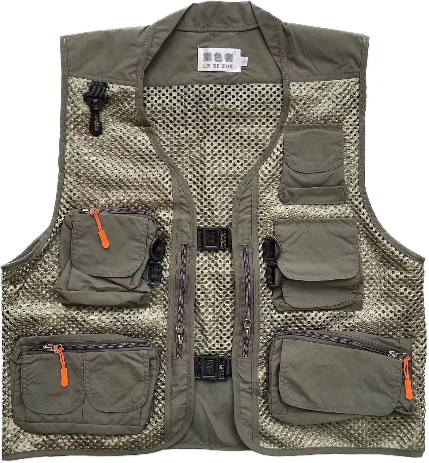 Rizanee Men Mesh Breathable Multi-Pocket Vest Outdoor Travelers Fly Fishing Photography
