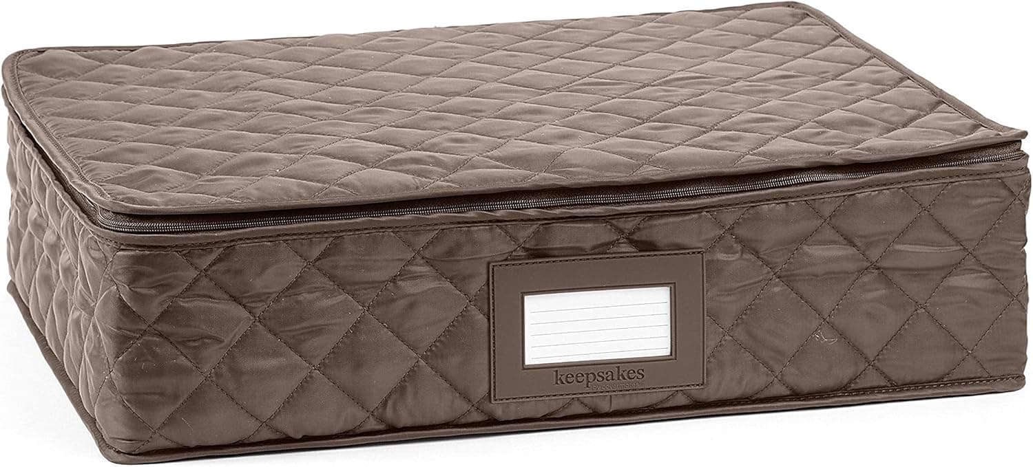 Covermates Keepsakes - Adjustable Glassware Storage - Padded Protection - ID Window - Stain Resistant - Machine Washable - China Storage-Bronze