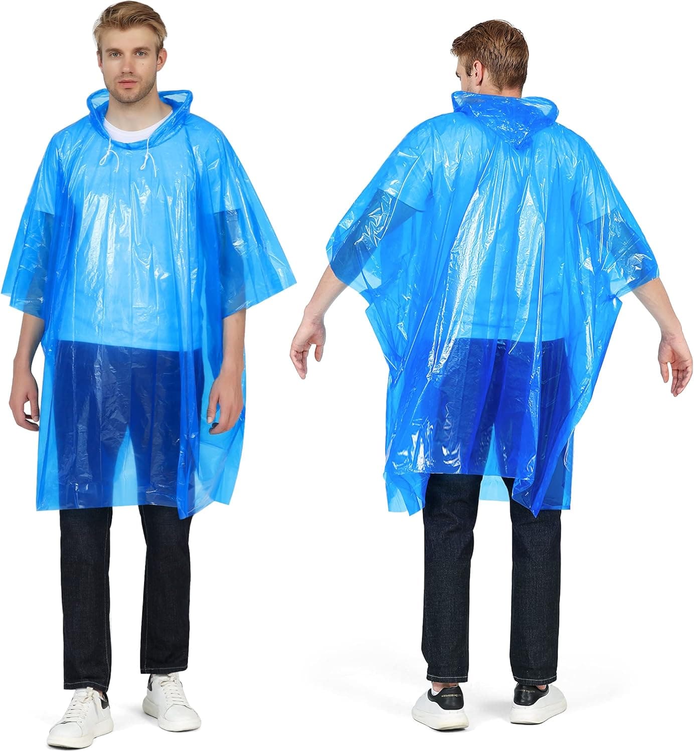 FENENIK Rain Ponchos for Adults and Kids Emergency Disposable Rain Poncho with Drawstring Hood for Camping Hiking Travelling