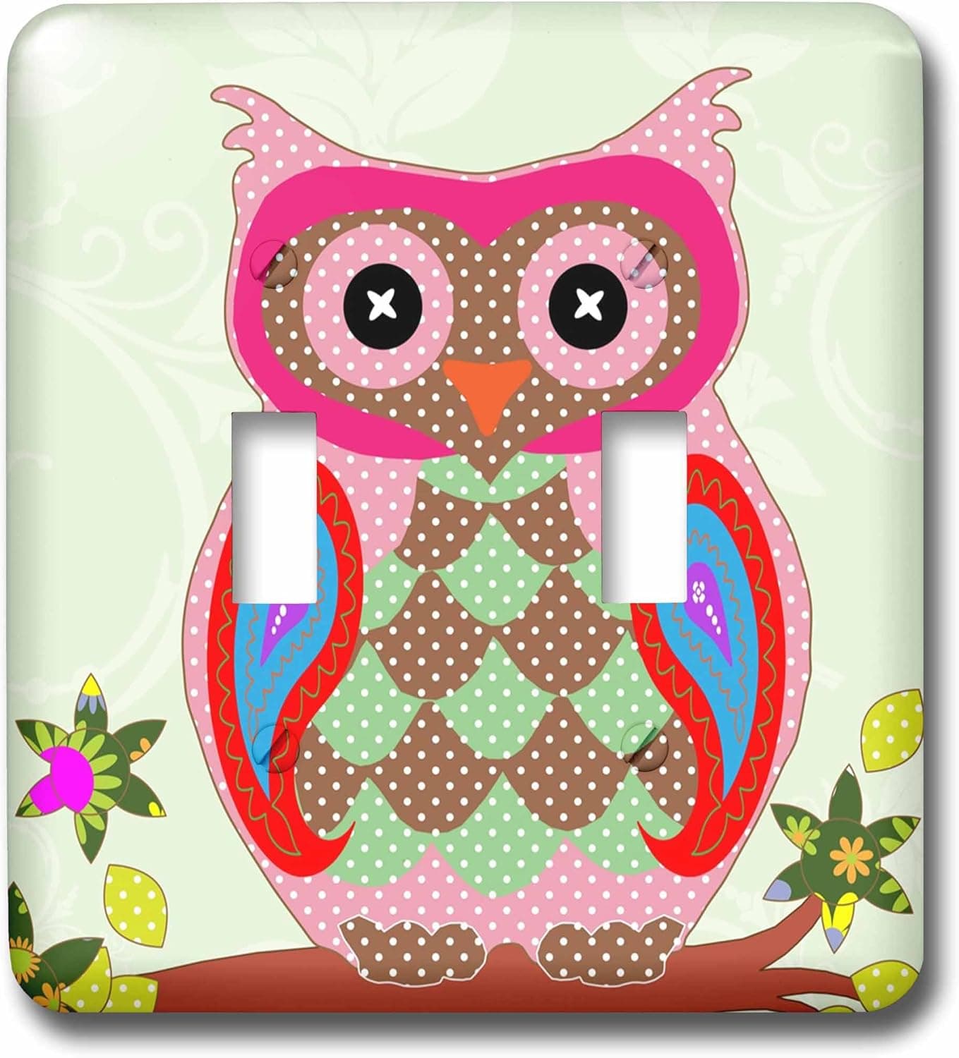 3D Rose LSP_233699_2 Image of Adorable Patchwork Owl Double Toggle Switch
