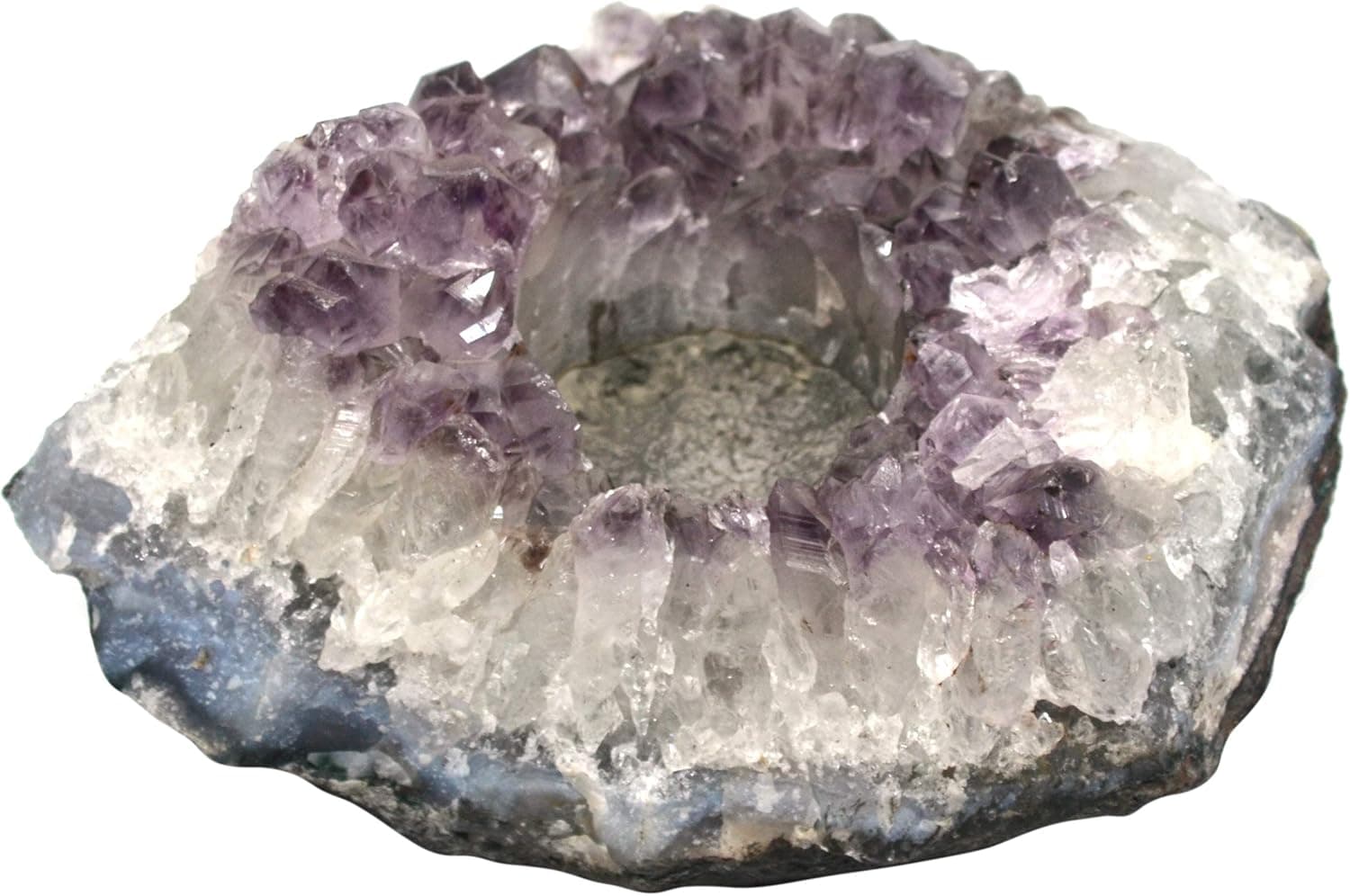 Amethyst Crystal Quartz Candle/Tea Light Holder, 2-2.9lb Rough, Untreated, Natural Stone - 100% Authentic Brazilian Crystal Quartz - The Artisan Mined Series by hBAR