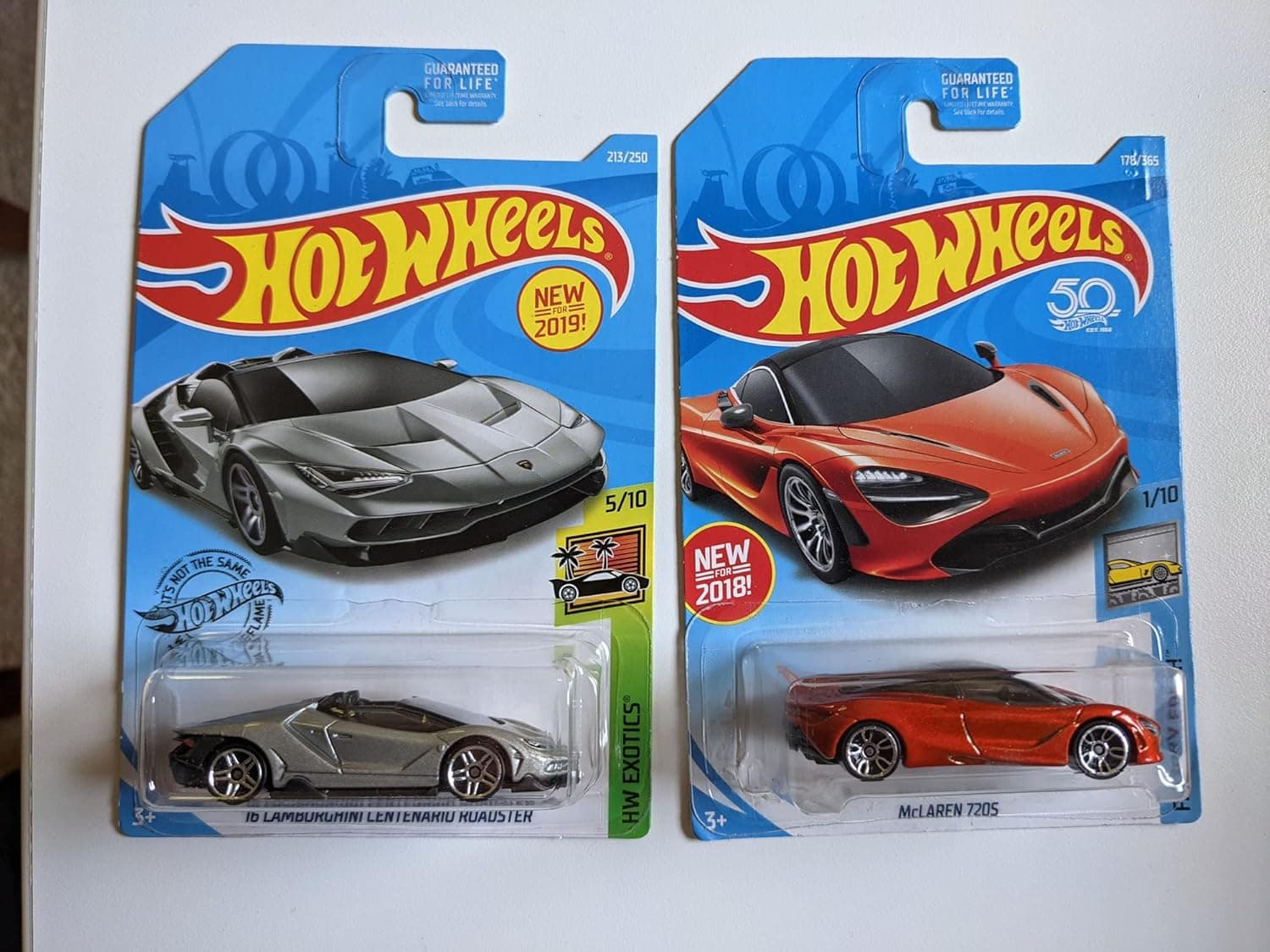 Hot Wheels HW Exotics Bundle 16 Lamborghini Centenario Roadster Silver and McLaren 720S Orange 2 Car Set