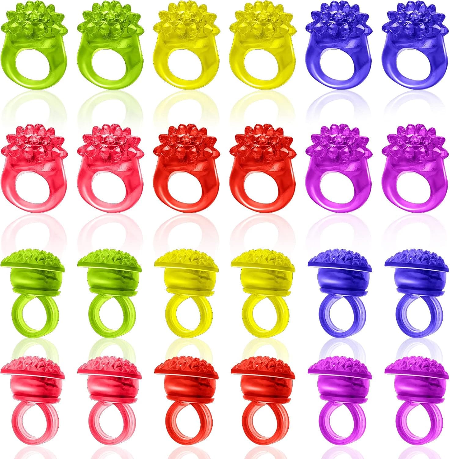 24 Pieces LED Light Up Jelly Rings Colorful Light Up Bumpy Rings Flashing Colored LED Rings Jelly Rubber Rings Finger Toys for Adults Teens Glow in The Dark Party Accessories Concert Raves Supplies