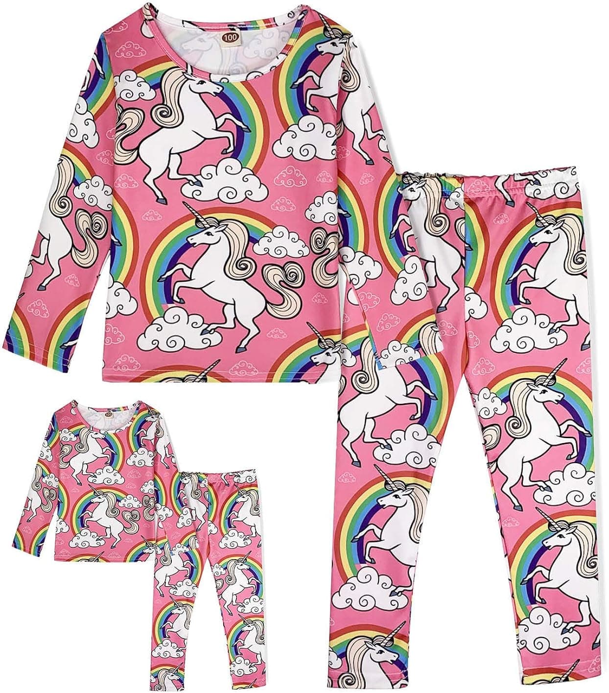 ModaIoo Matching Dolls & Girls Pajamas Sleepwear Dress Big Girls Pyjama Kids Night Shirt Set