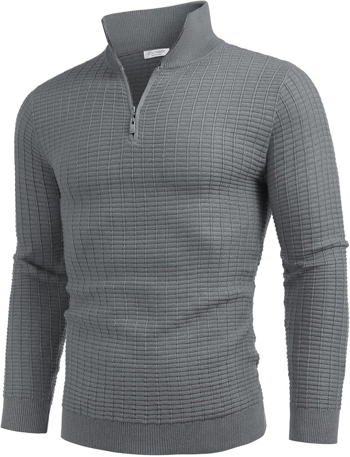 COOFANDY Men's Quarter Zip Sweaters Slim Fit Lightweight Cotton Knitted Mock Turtleneck Pullover