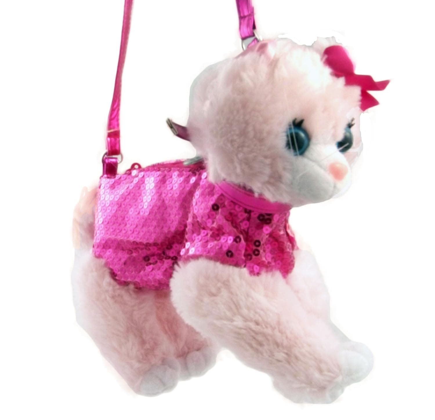 Poochie & Co. Girl's Plush Sequin Kitty Purse, Pink cn22001
