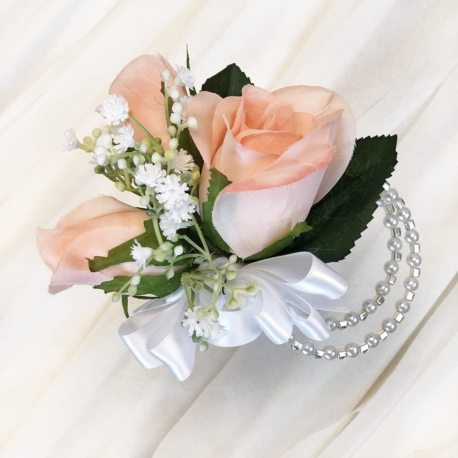 Peach Silk Rose Corsage - Wedding Corsage Prom