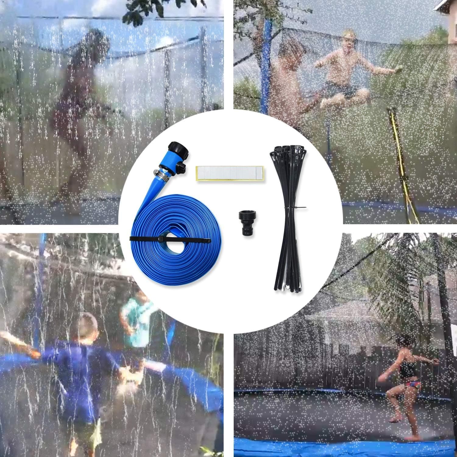 STFLY Trampoline Sprinkler, Outdoor Trampoline Sprinkler for Kids Fun Summer Backyard Water Park Sprinkler for Trampoline, Blue, 39ft