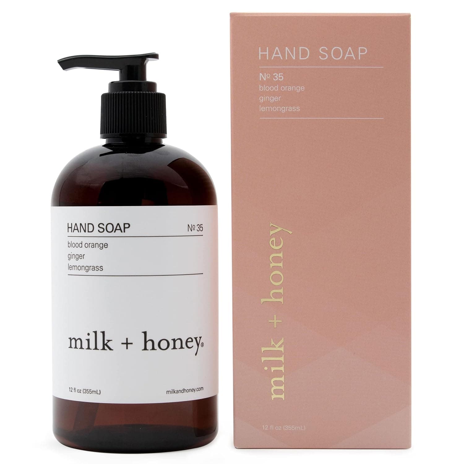 milk + honey Liquid Hand Soap, No. 35, with Blood Orange, Lemongrass, and Ginger, Moisturizing Hand Soap, Natural Hand Soap, 12 Fl Oz