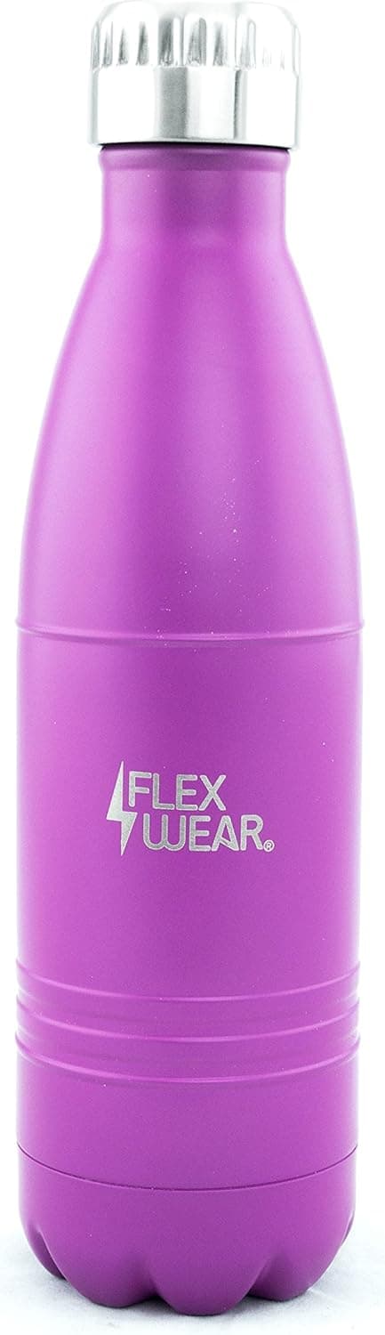 Flexwear 500ml/17 Ounce Double Walled Vacuum Insulated Stainless Steel Water Bottle for Hot or Cold Drinks, BPA Free, Hydration Bottle