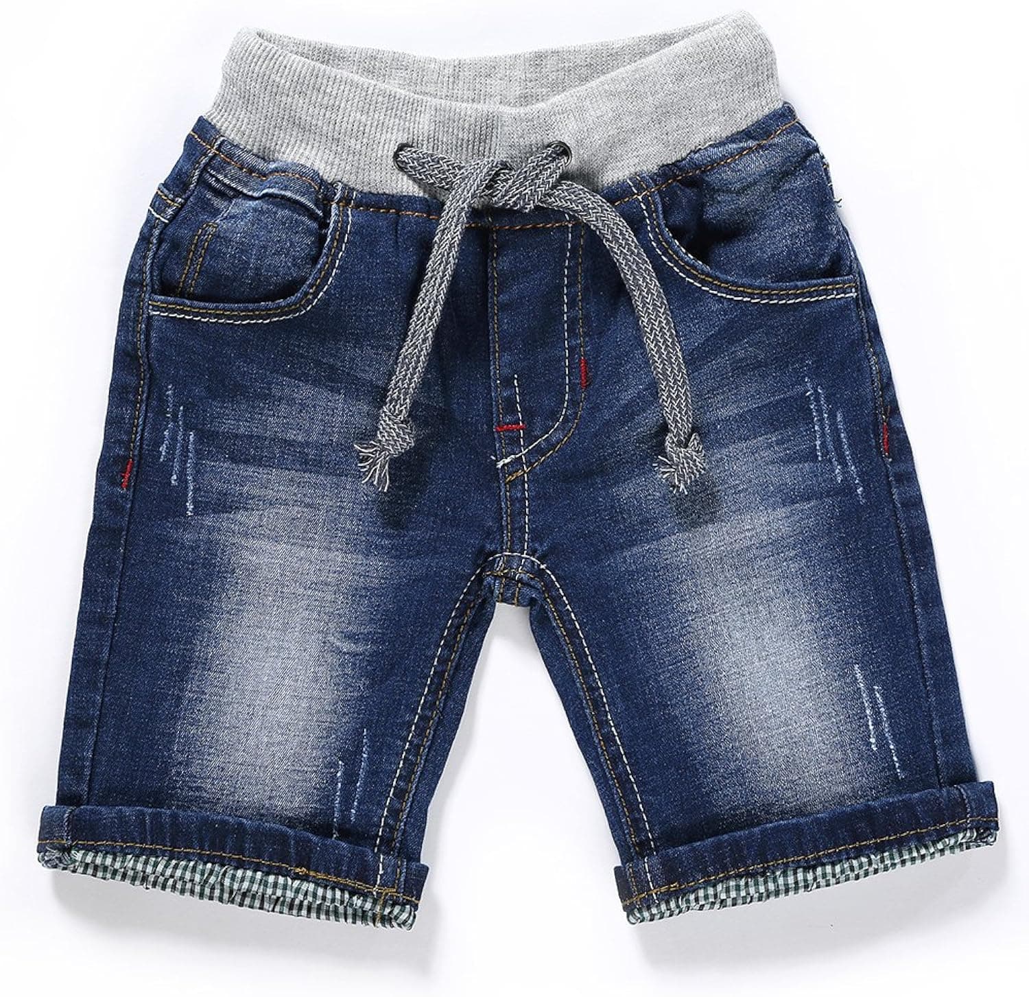 LITTLE-GUEST Baby Boy Jeans Shorts Drawstring Waistband Blue Jean Shorts for Toddler Boys B210