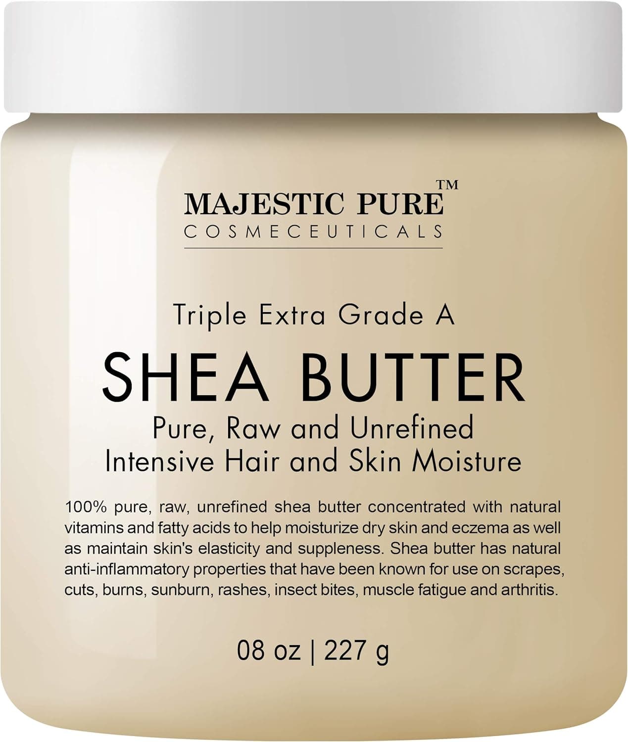 MAJESTIC PURE Shea Butter, Natural Skin Care, Virgin Cold-Pressed Raw Unrefined Premium Grade from Ghana - 8 oz