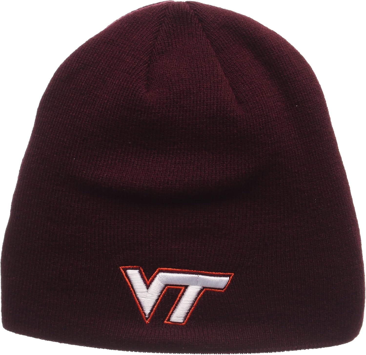 Virginia Tech Hokies Maroon"Edge" Skull Cap - NCAA Cuffless Winter Knit Beanie Toque Hat