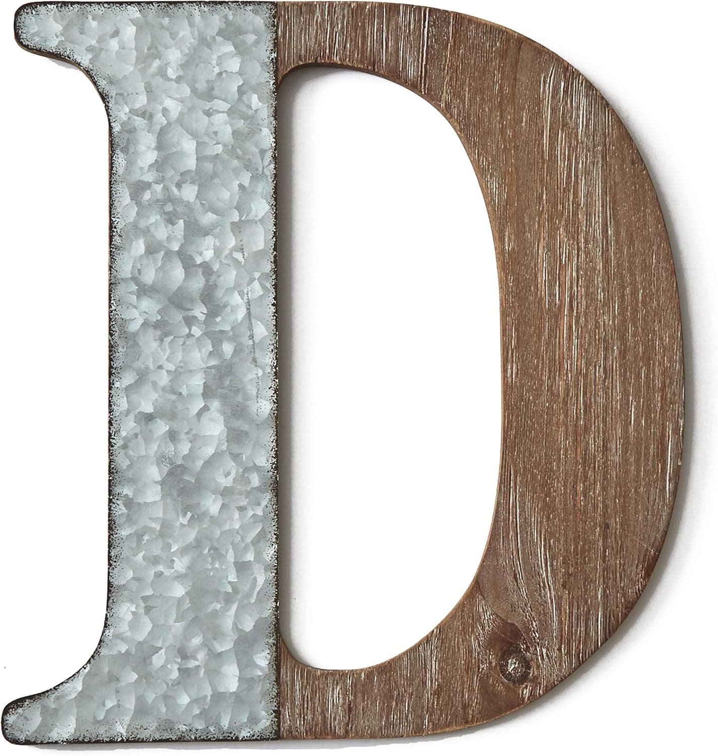 The Lakeside Collection Wood & Metal Wall Letters - Decorative Galvanized Rustic Wall Art - D