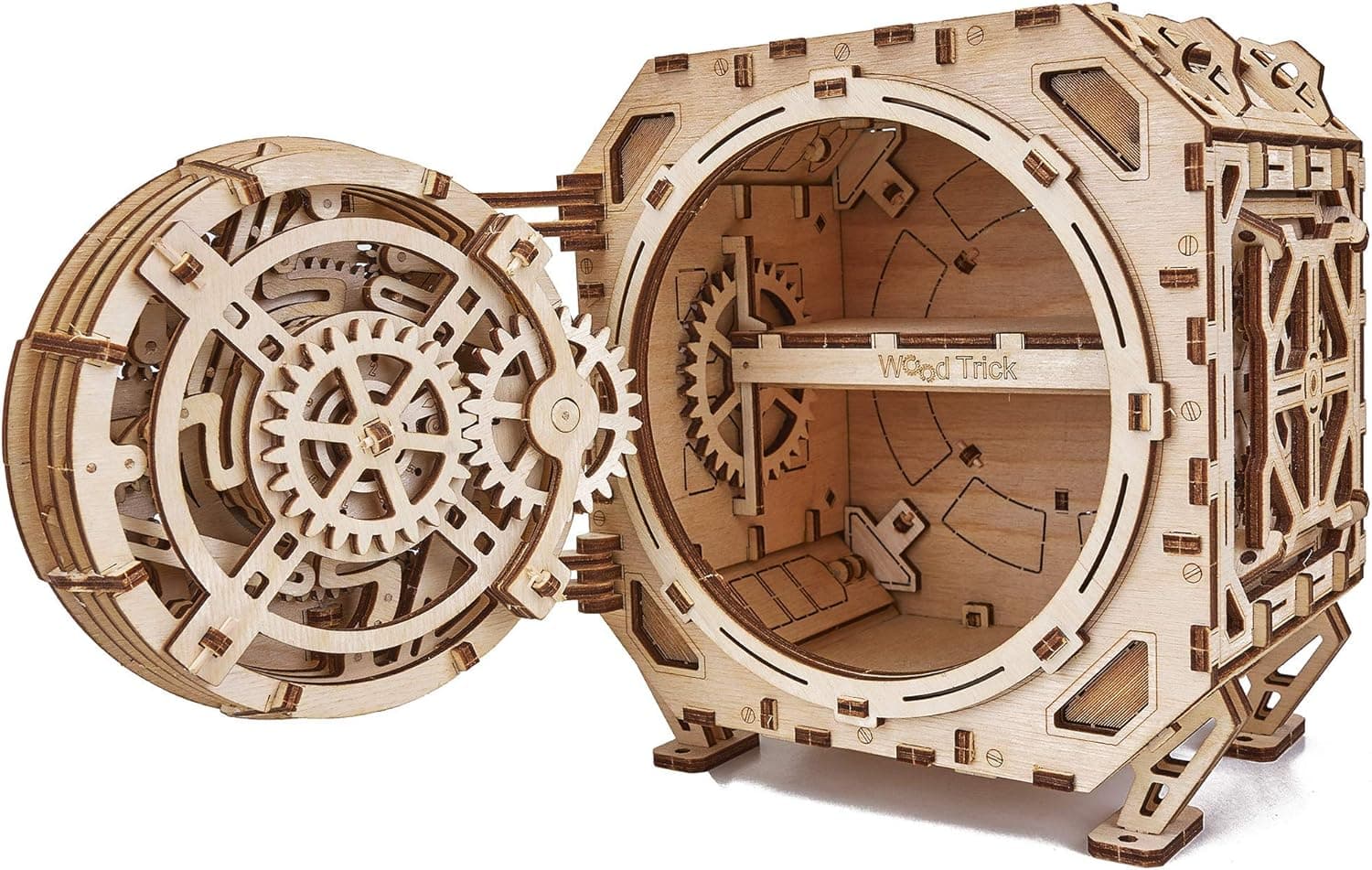 Wood Trick Safe Wooden Model Kit for Adults and Kids to Build - DIY Locker Puzzle Box with Combination - Mechanical - Store Your Precious Items - Heavy Duty Design - 3D Wooden Puzzle