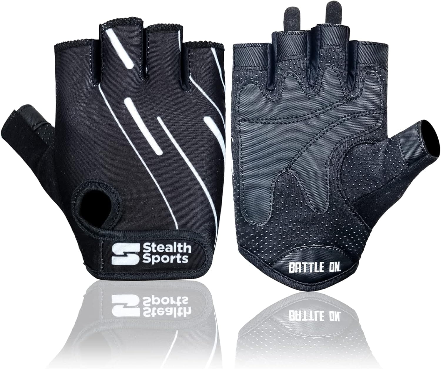 Stealth Sports Workout Gloves – Fingerless Weight Lifting Gloves for Men and Women –Padded Anti-Slip Gym Gloves – Breathable Lifting Gloves for Cycling, Gym, Fitness, Rowing, Training
