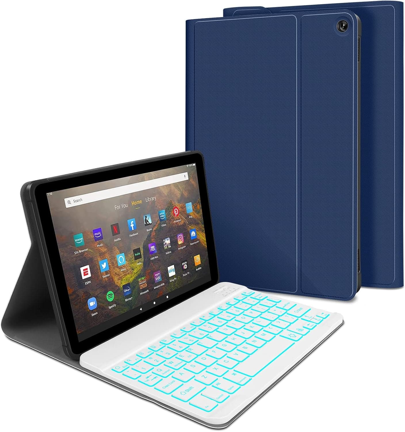 XIWMIX Keyboard Case for All-New Amazon Fire HD 10 & Fire HD 10 Plus Tablet 11th Generation 2021 Release-Wireless Bluetooth Backlit Detachable Keyboard Slim Leather Smart Cover Case with Pencil Holder