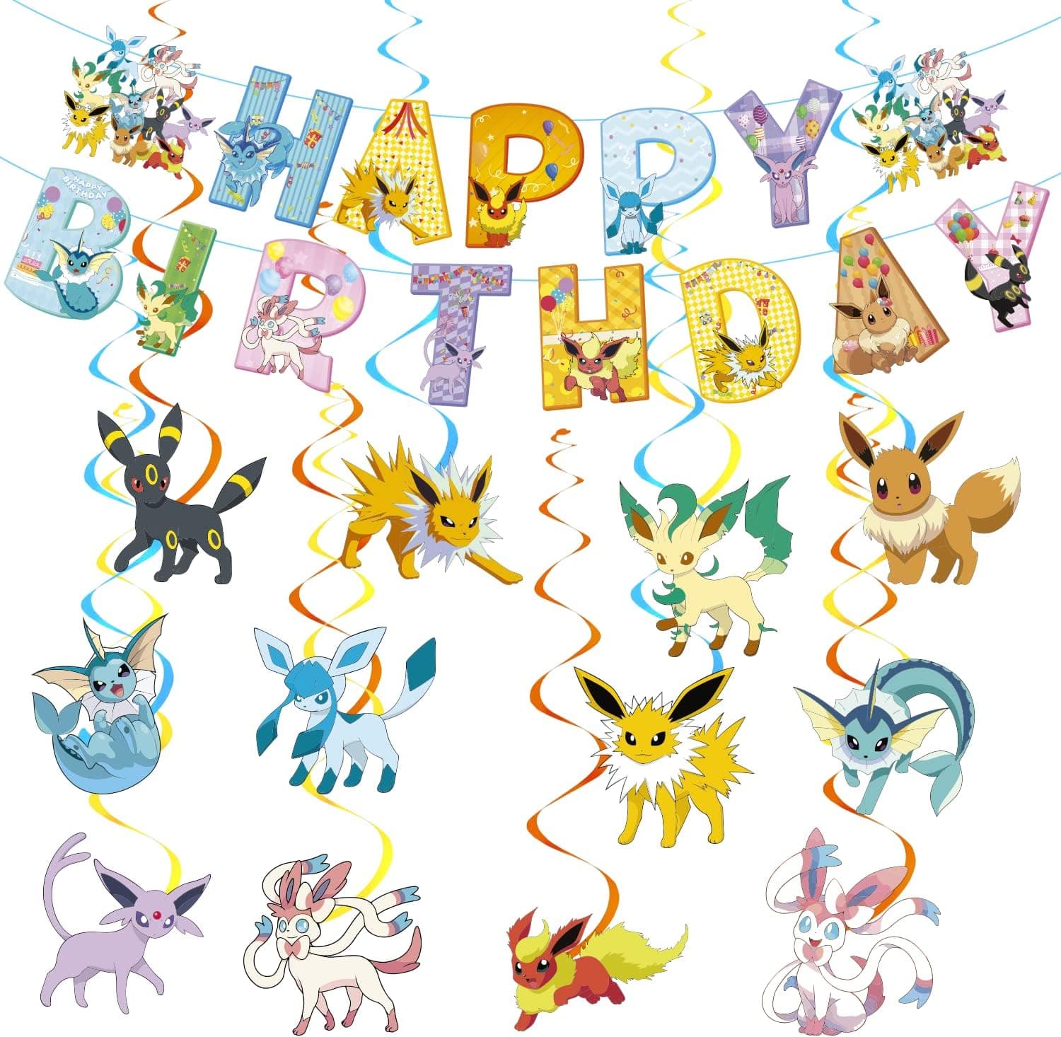 Aesthetic Evolutions Birthday Party Decorations, Aesthetic Evolutions Party Banner and 24pcs Hanging Swirls, Aesthetic Evolutions Party Swirls Streams for Boy, Girl Theme Birthday Party