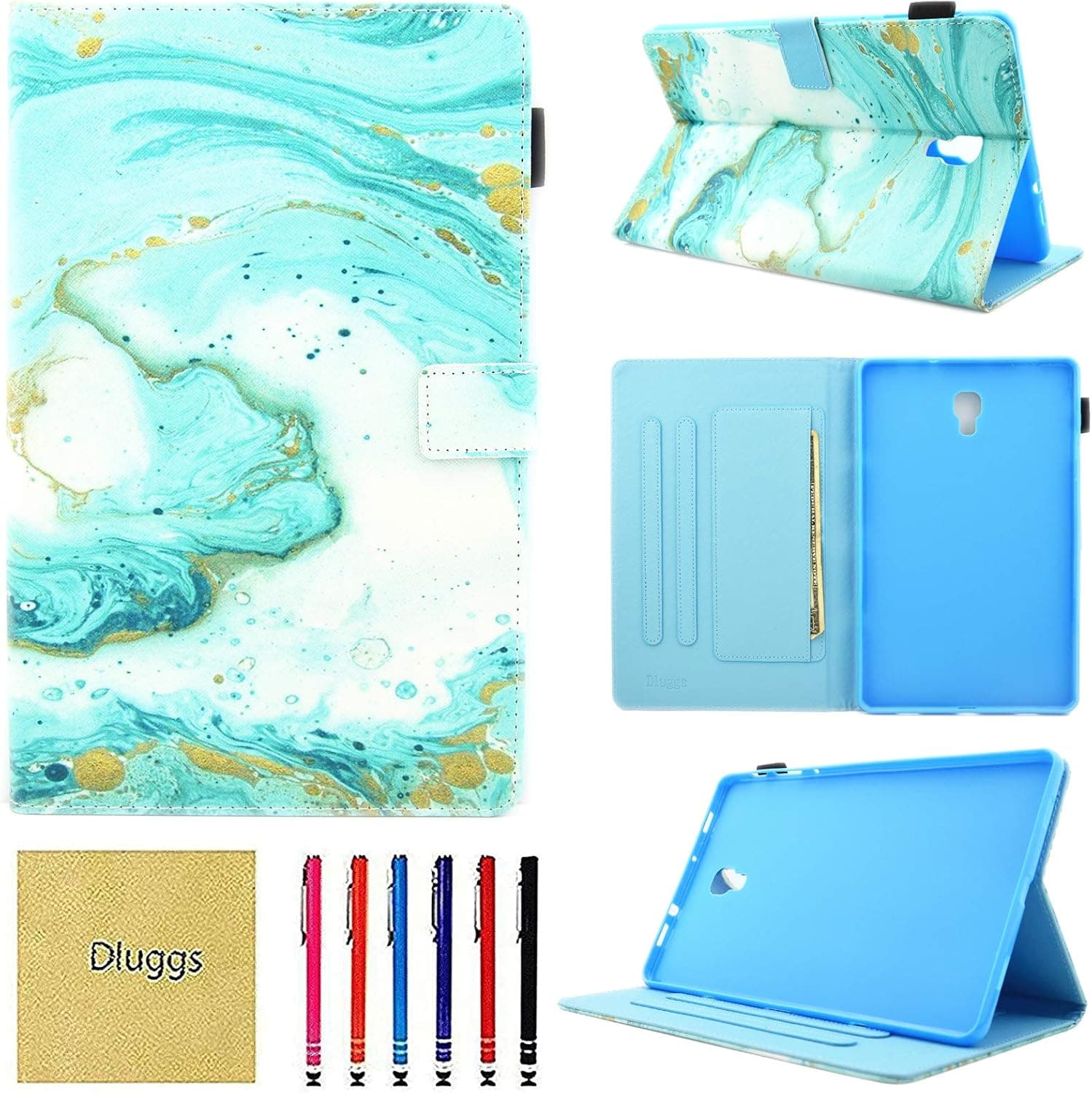 Samsung Galaxy Tab A 10.5 Case 2018, SM-T590 Case, Dluggs Protective PU Leather Folio Stand Pattern Magnetic Cover for Samsung Galaxy Tab A 10.5 Inch Model SM-T590 / T595 / T597, Blue Marble