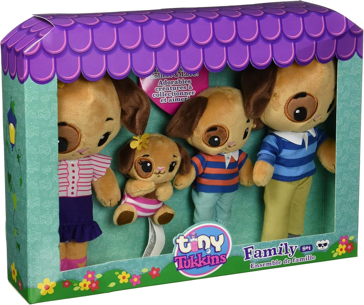 Tiny Tukkins Stuffed Dog Family - 4 Plush Dog Stuffed Animals - Doggy Stuffed Animal Pack Includes Mom, Dad, and 2 Babies - Stuffed Animal Set Made from Kid-Friendly, Non-Toxic Quality Materials