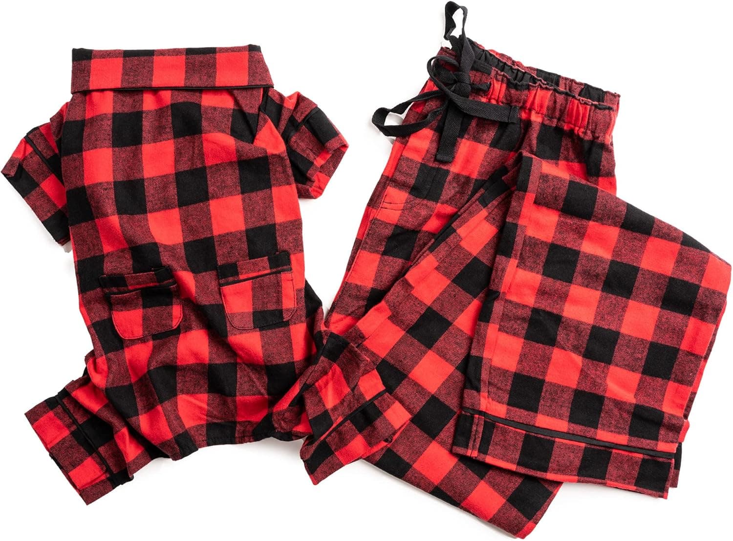 Fabdog Flannel Dog Pajamas – Colorful Designs – All-Season Pet Clothing for Puppies, Large Dogs – Sizes from 8” to 36”– Flannel Matching Human Pajamas – Soft, Machine Washable – Small to XXL