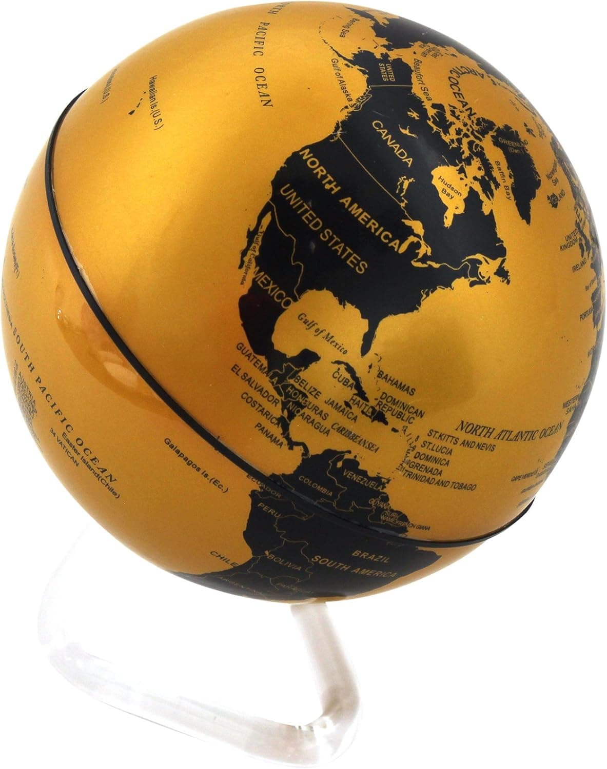 Self Rotating Globe - Auto Spinning Desk Rotary Globe with Color Changing LED- Revolving Globe - World, Planet Earth Globe Sphere - Home, Office Desktop Decoration - Educational (Gold/Black, 4")
