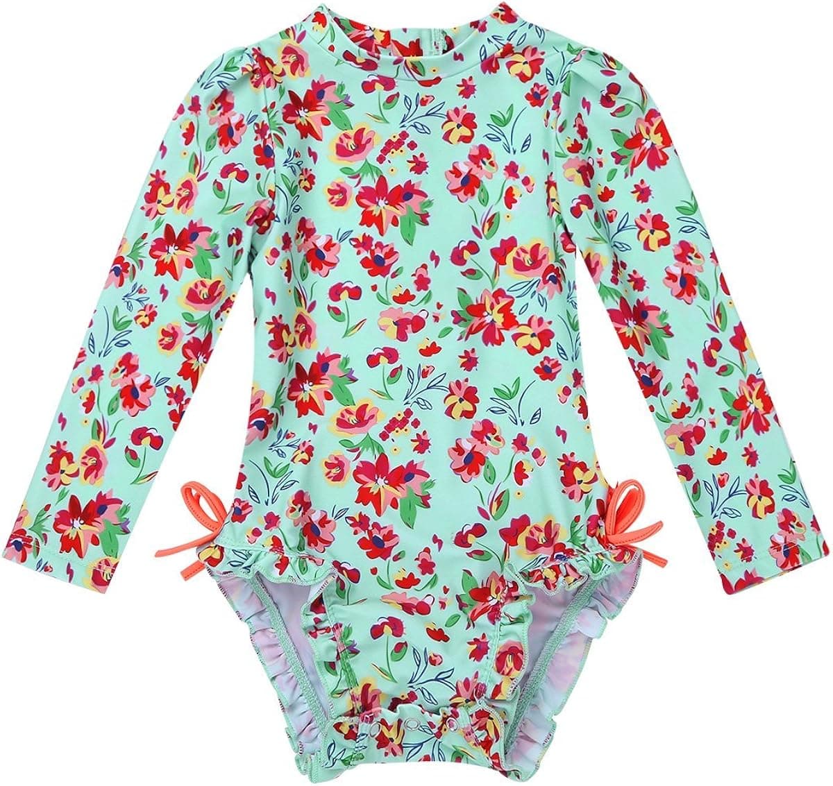 Alvivi Infant Baby Girls Long Sleeve One Piece Floral Printed Swimsuit Bathing Suit Rash Guard