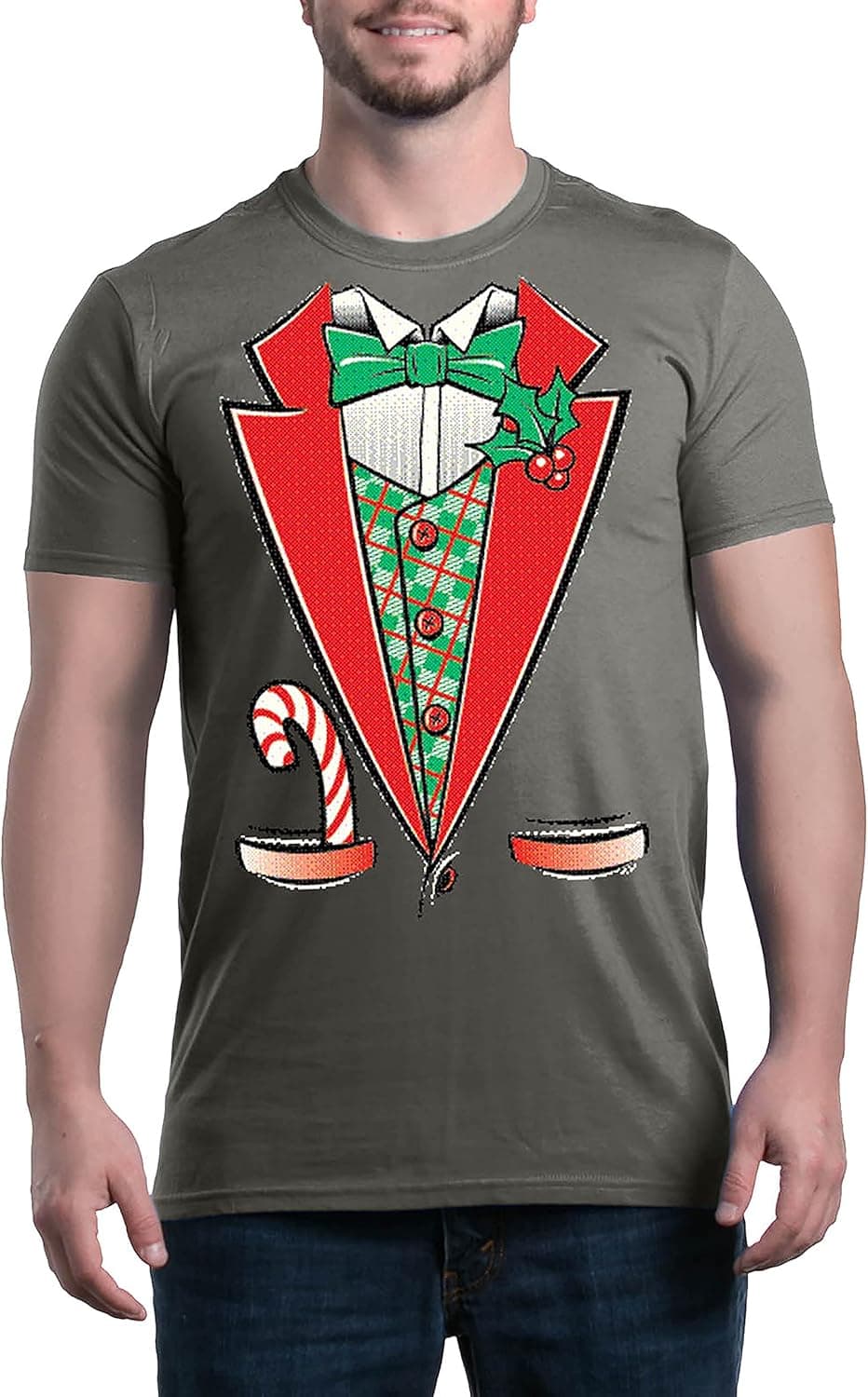 shop4ever Tuxedo Christmas Costume T-Shirt Funny Holiday Xmas Tee Shirts