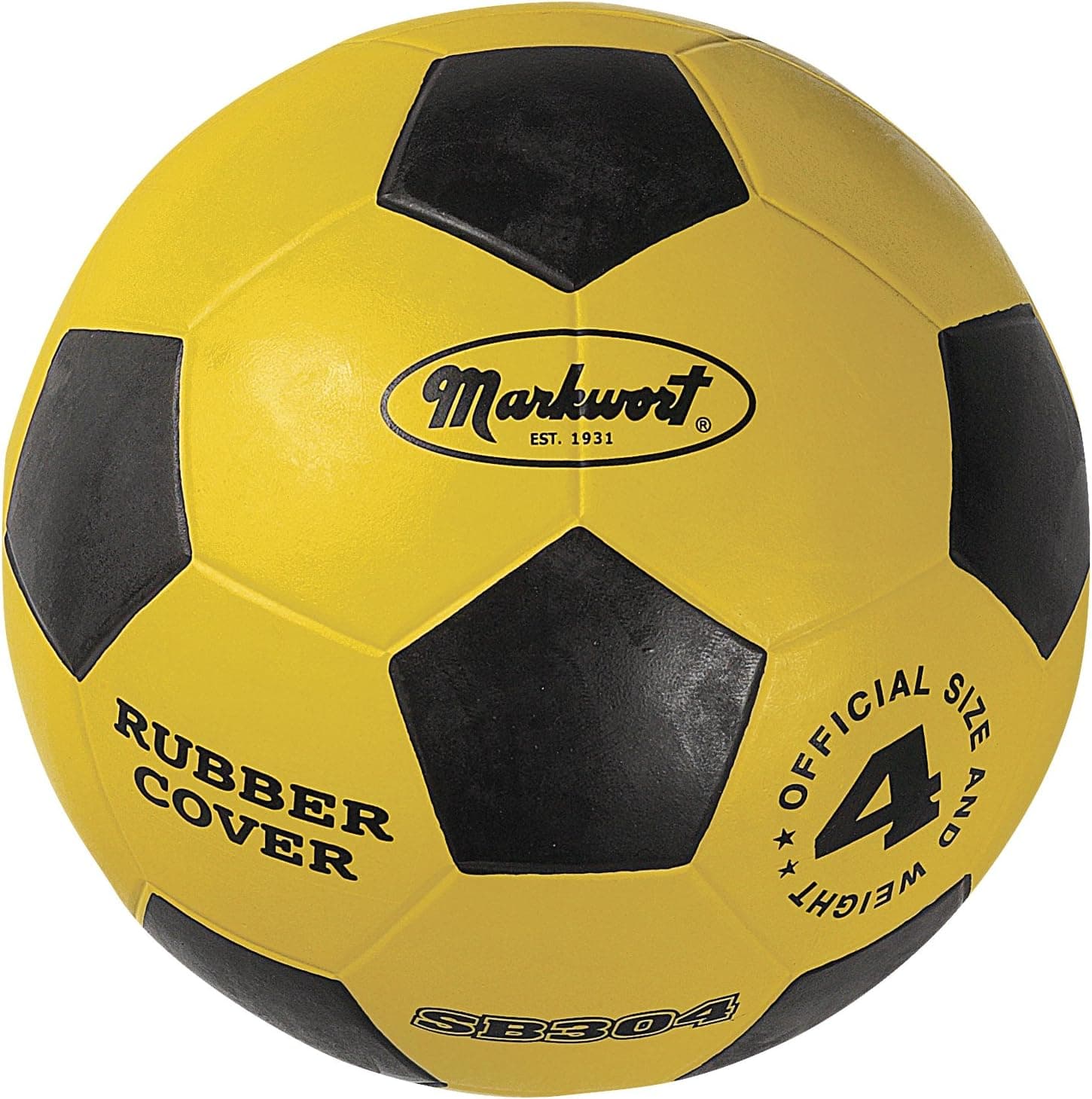 Markwort Jr. Size-4 Rubber Cover Soccer Ball, Yellow