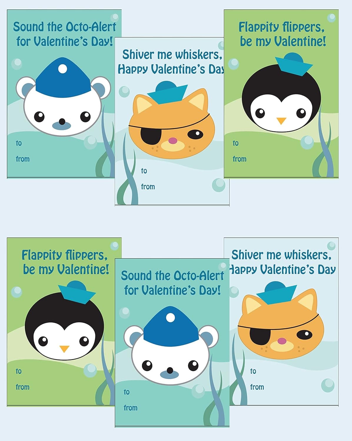 Octonauts Themed Valentine's Day Cards with Stickers by SGG